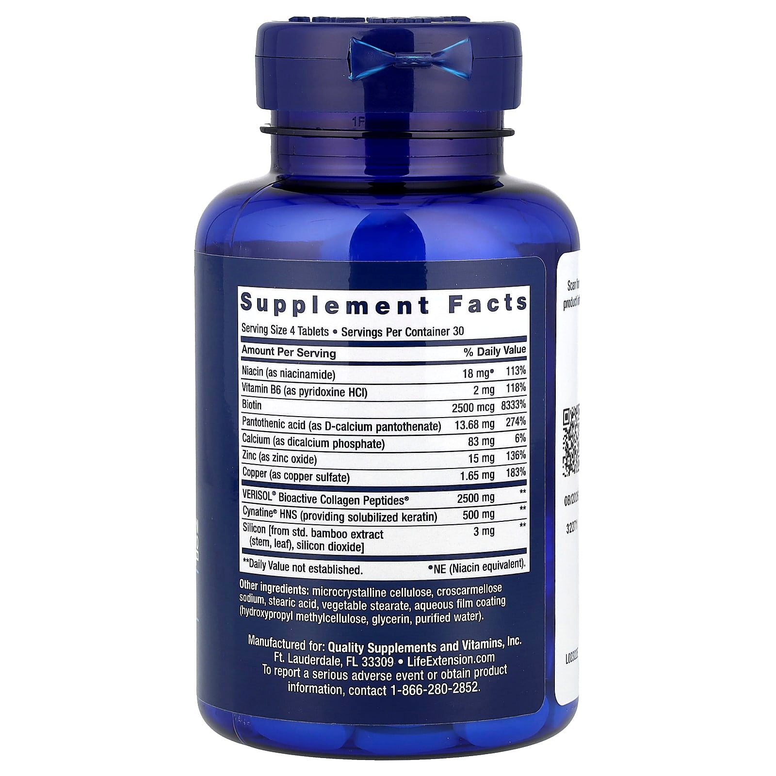 Life Extension Hair, Skin & Nails Collagen Plus ingredienser