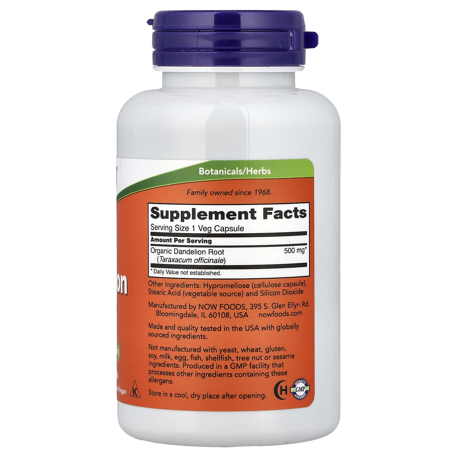 Maskrosrot – 500 mg näringsfakta etikett