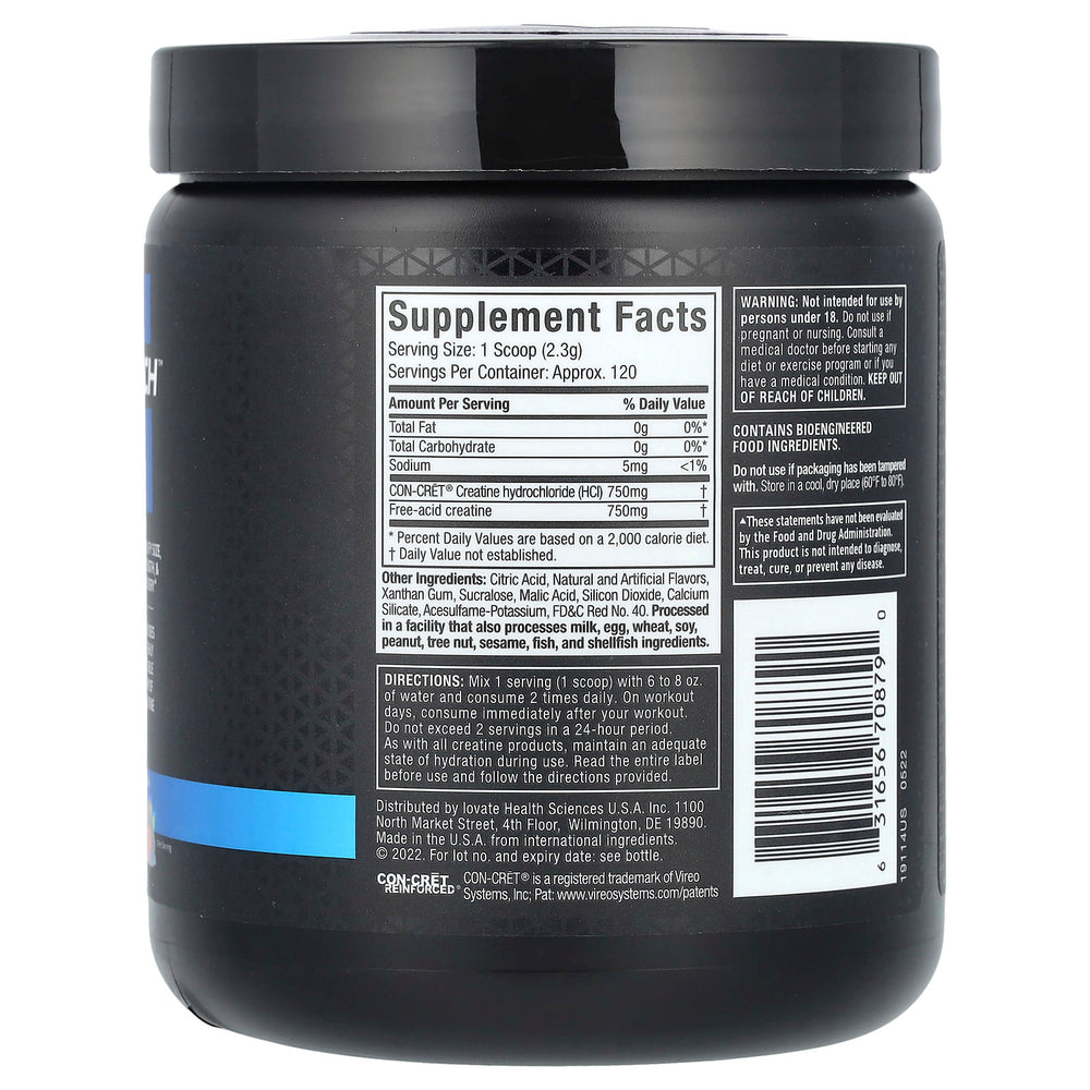 MuscleTech Cell-Tech Creactor baksida näringsfakta