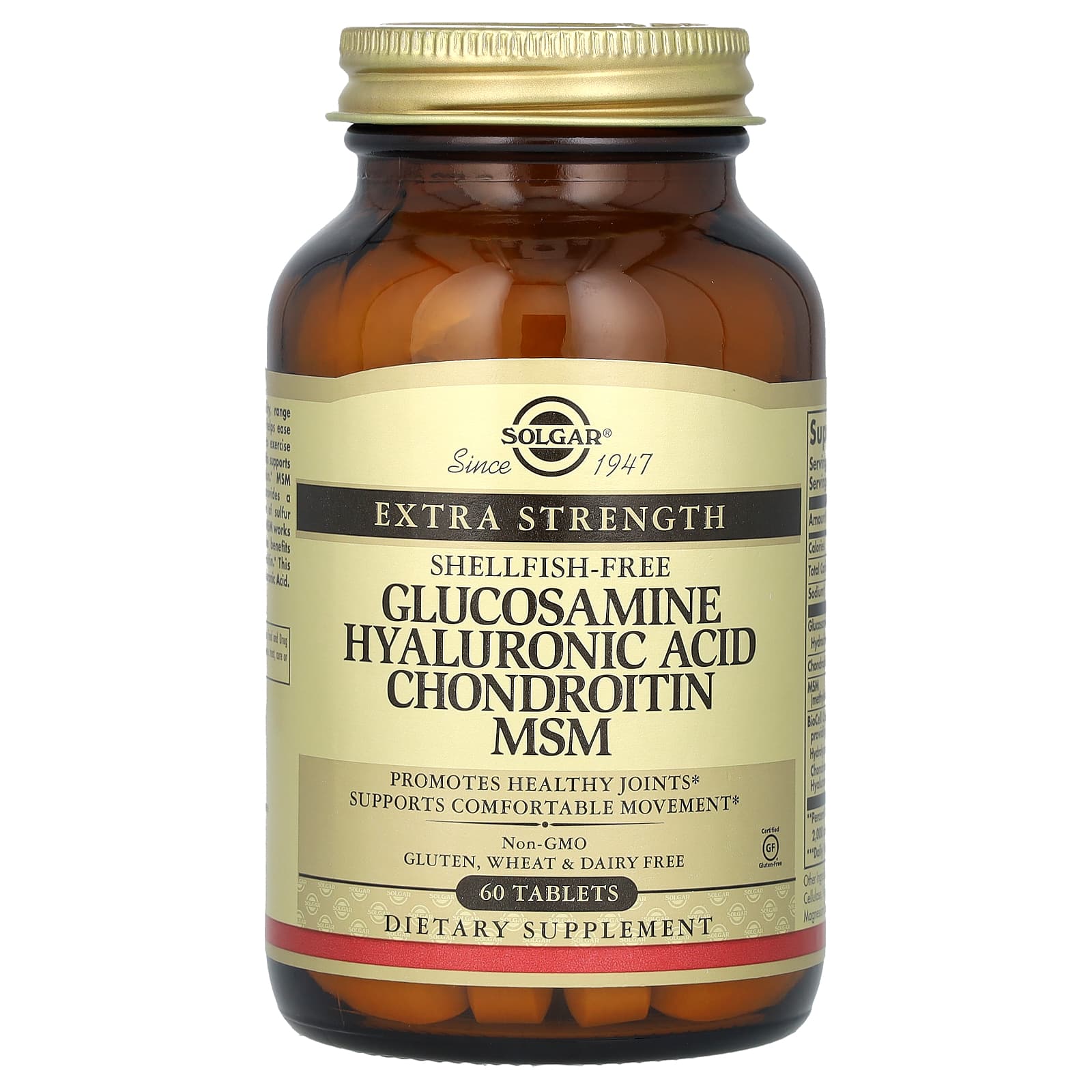 Solgar Glucosamine Hyaluronic Acid Chondroitin MSM baksida