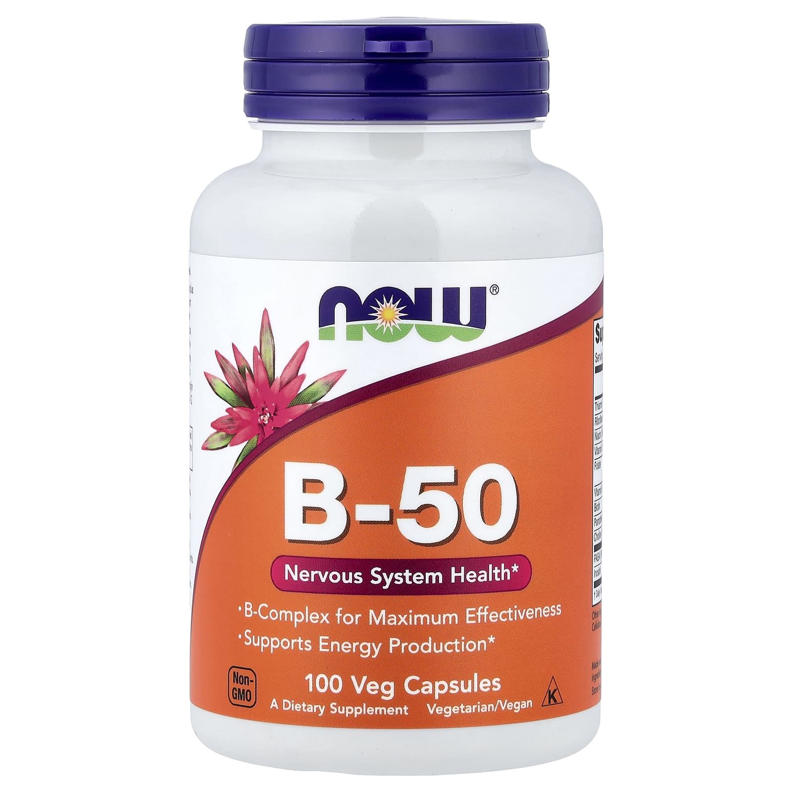 Vitamin B-50 baksida med näringsfakta