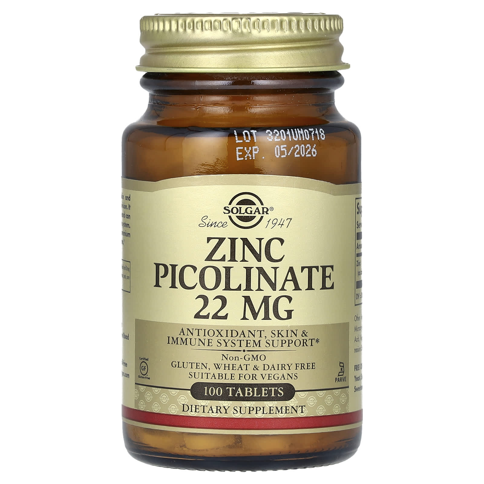 Solgar Zinc Picolinate 100 tabs framsida