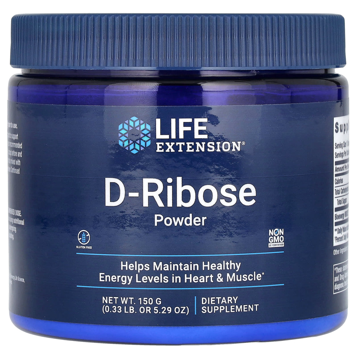 D-Ribose Powder baksida med näringsfakta