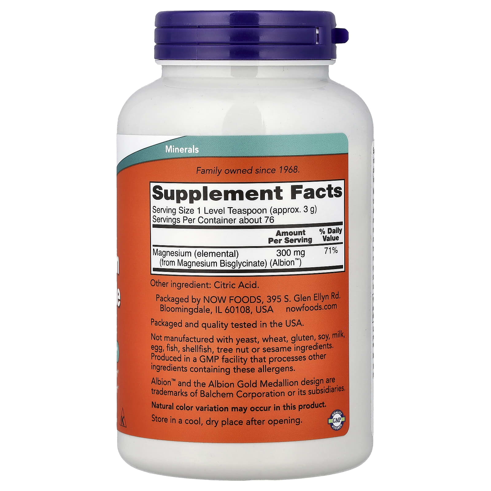 Now Foods Magnesium Bisglycinate Powder dosering