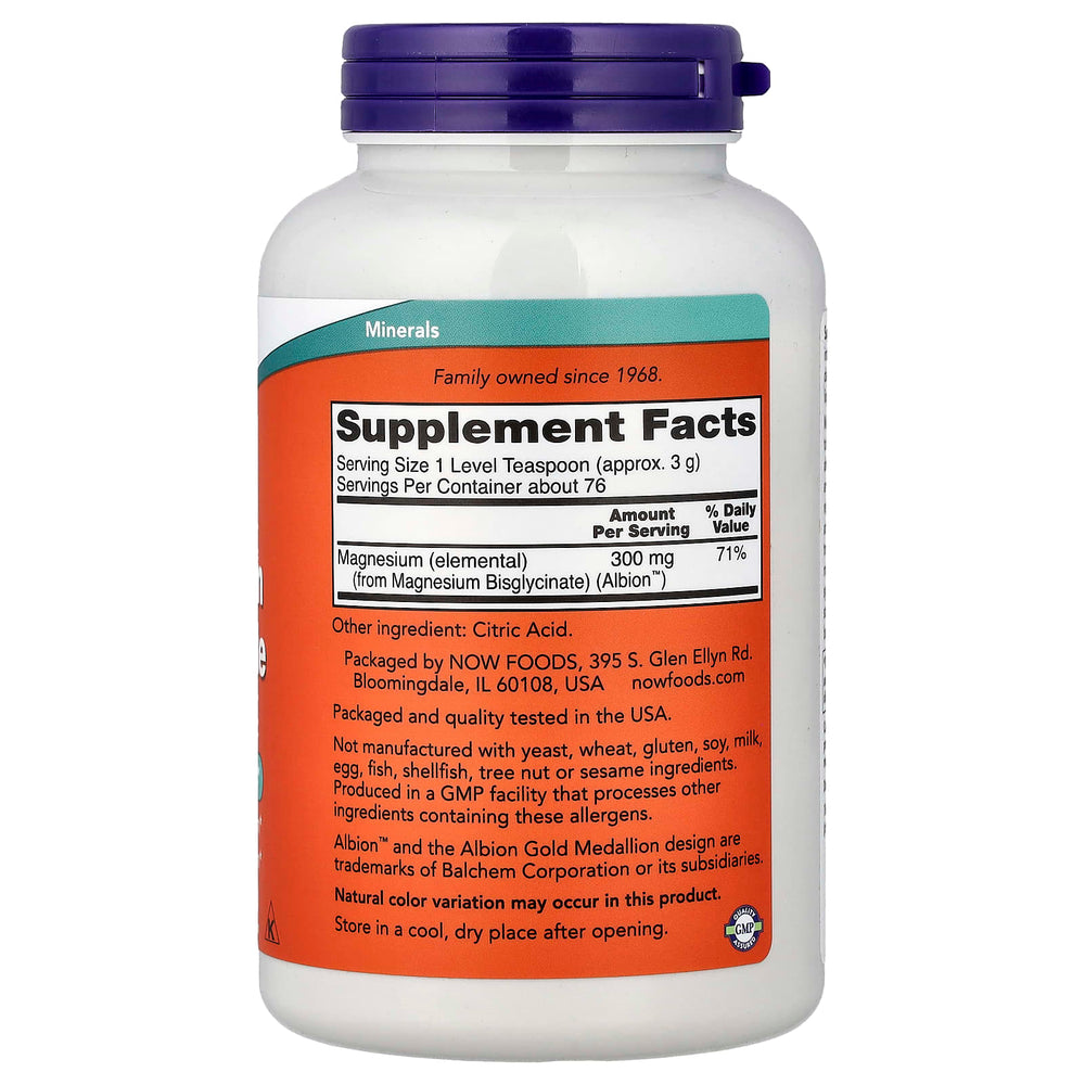 Now Foods Magnesium Bisglycinate Powder dosering