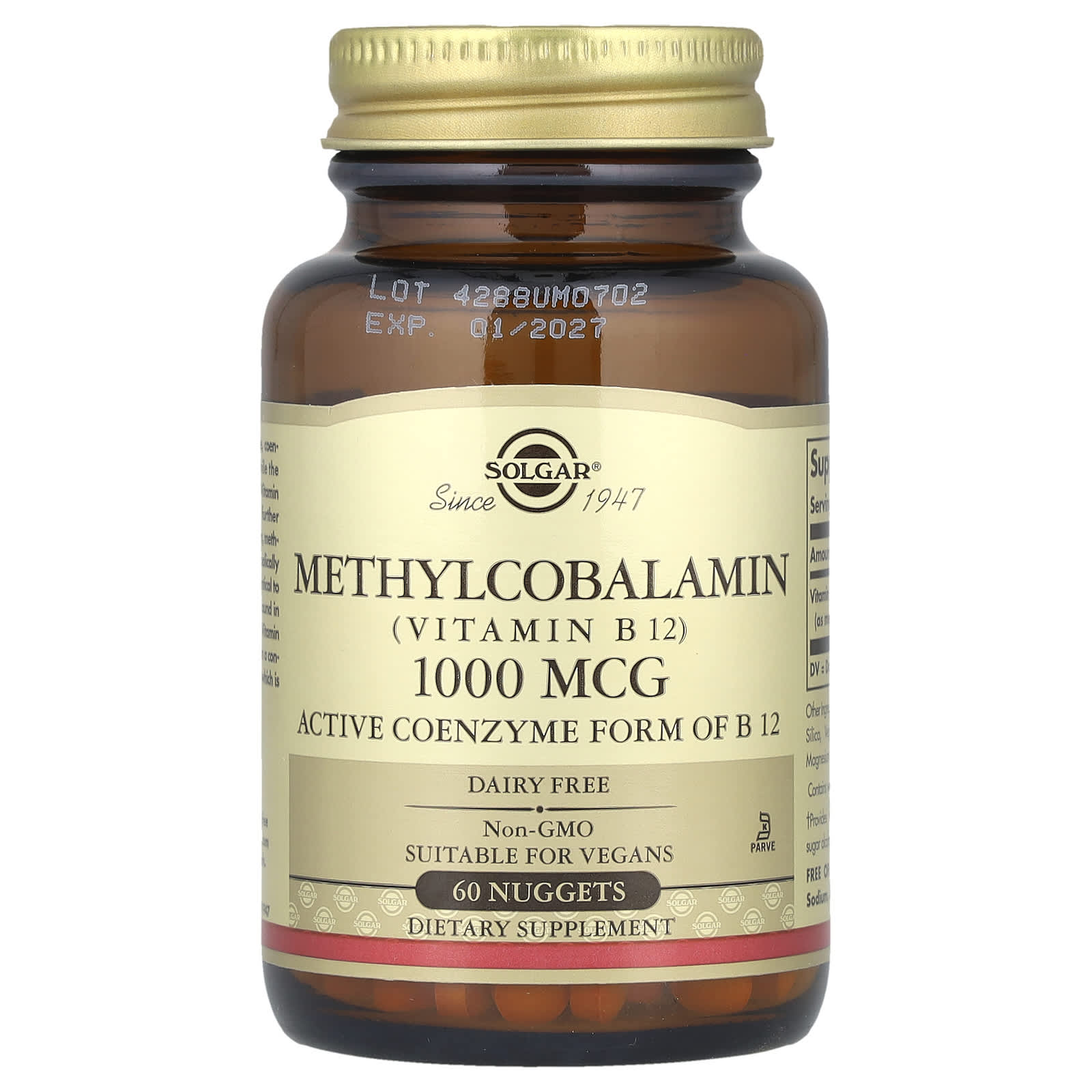Solgar Vitamin B12 näringsfakta etikett