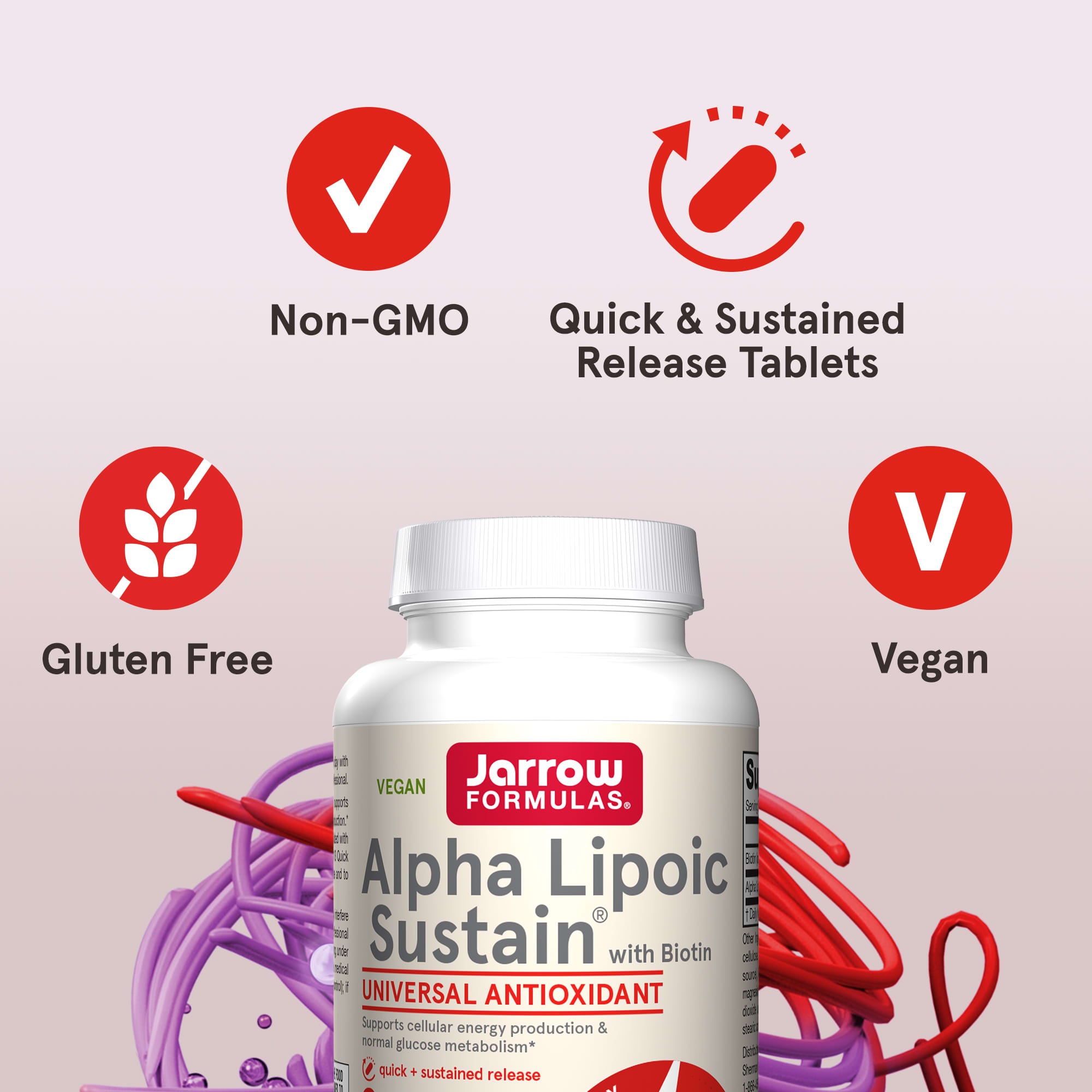 Jarrow Formulas - Alpha Lipoic Sustain Biotiinilla - 60 Tablettia