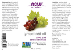 NOW Foods Grapeseed Oil baksida