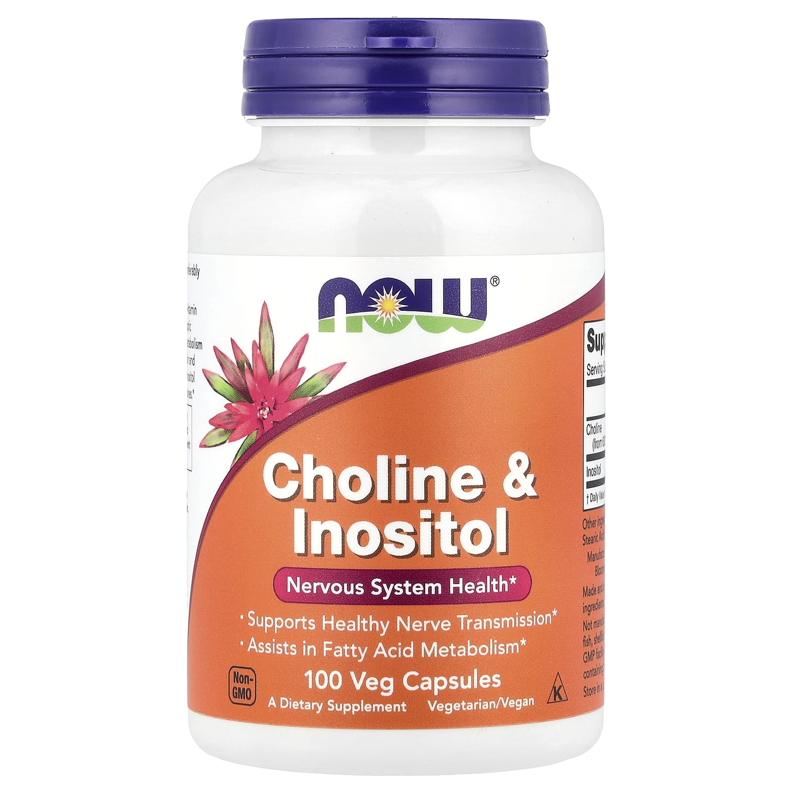 Now Foods Choline And Inositol baksida näringsfakta