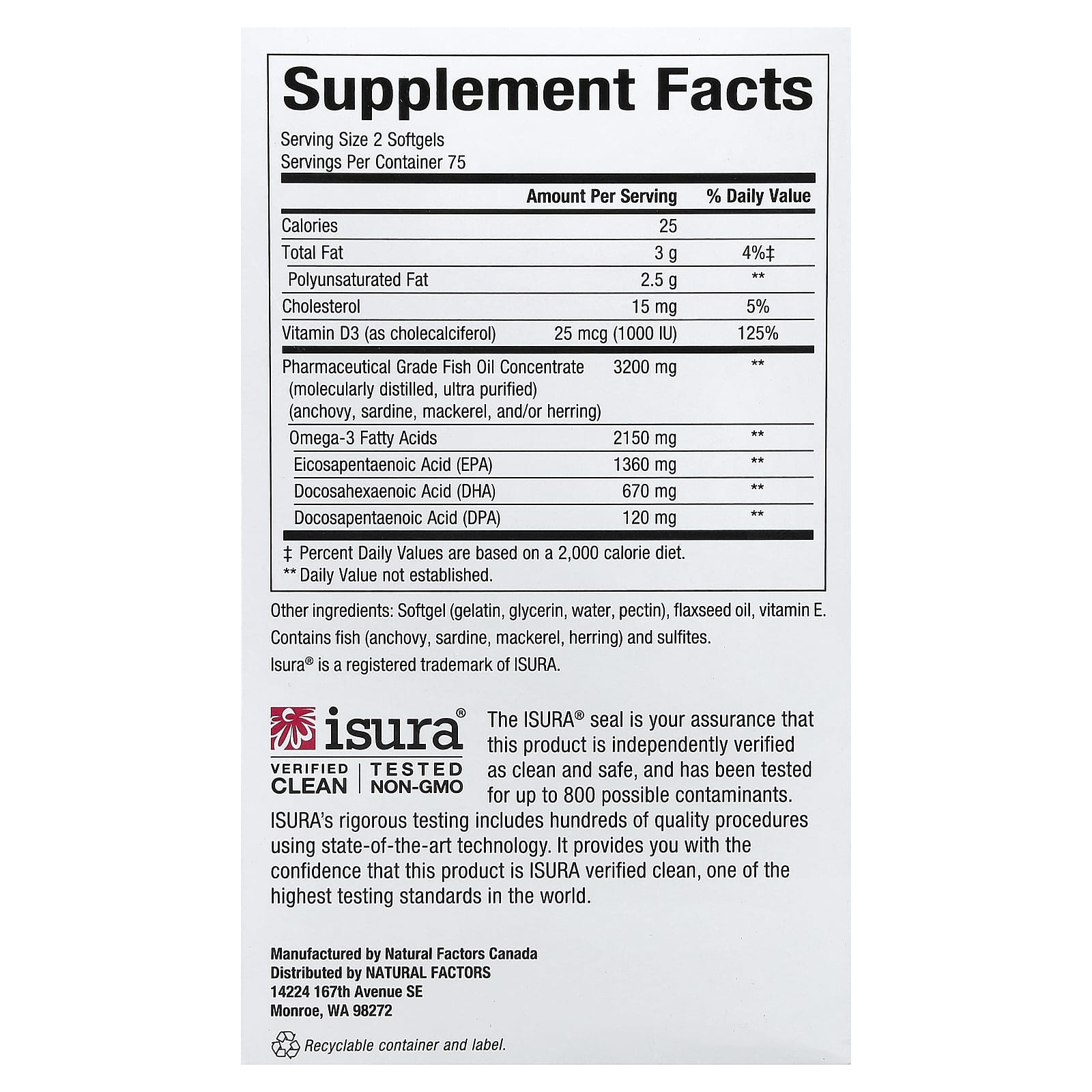 Omega-3 med Vitamin D3 näringsfakta och dosering