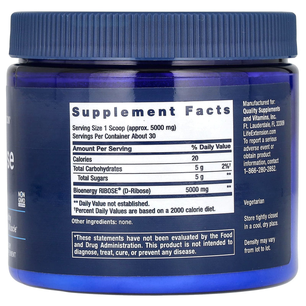D-Ribose Powder ingredienser & etikett