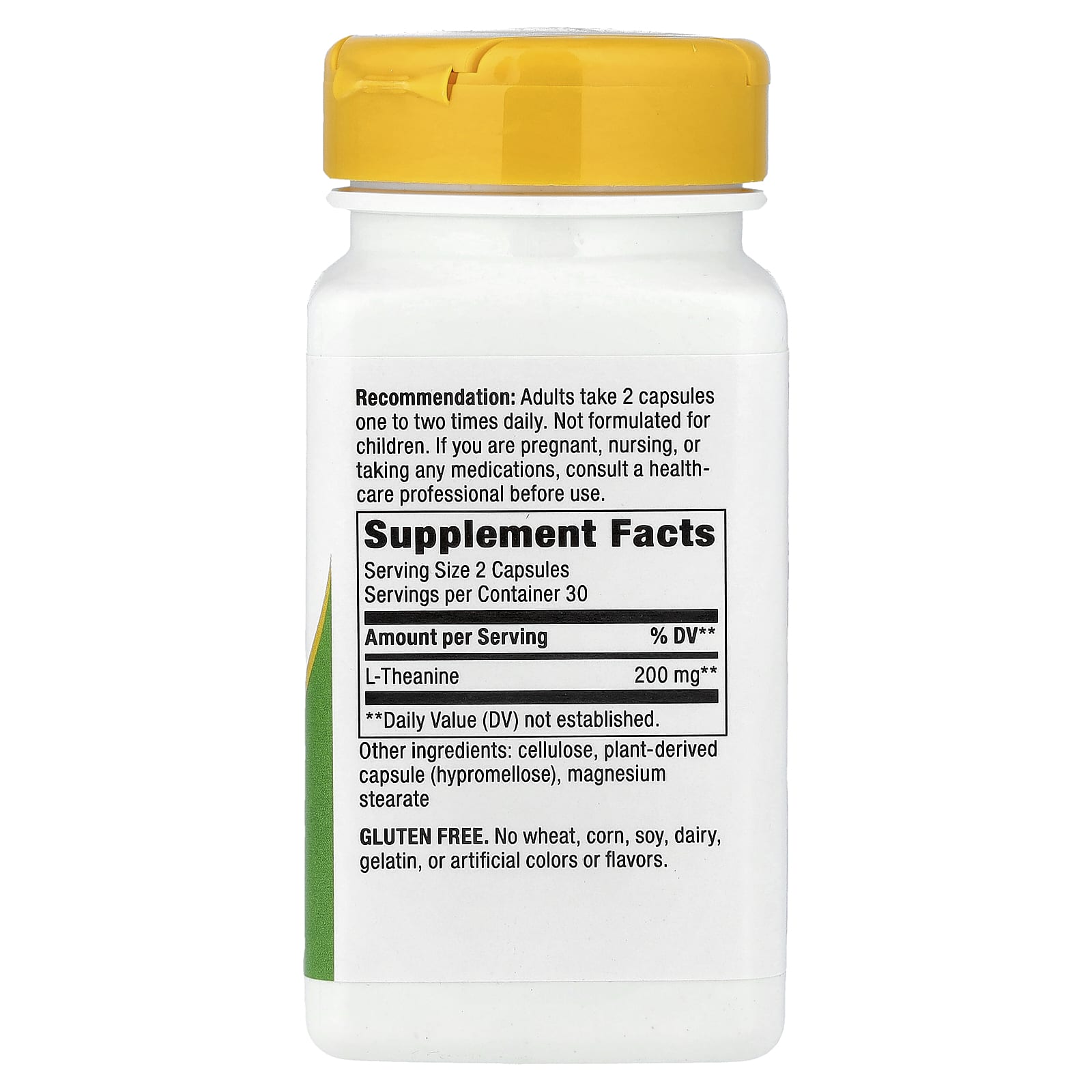 Nature's Way L-Theanine baksida näringsfakta