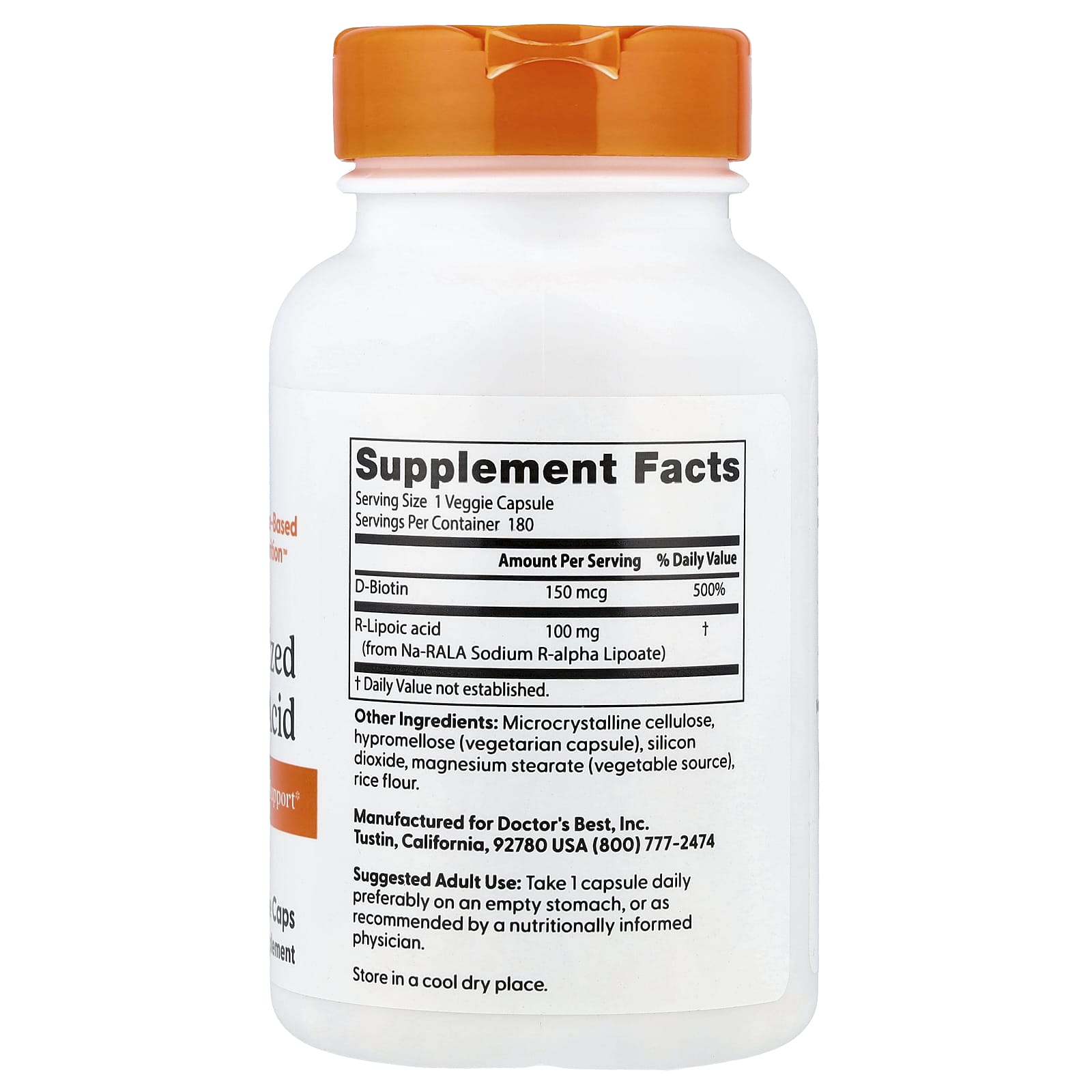 Doctor's Best - Stabiloitu R-Lipoiinihappo NA-Ralan kanssa, 100mg - 180 Vcaps