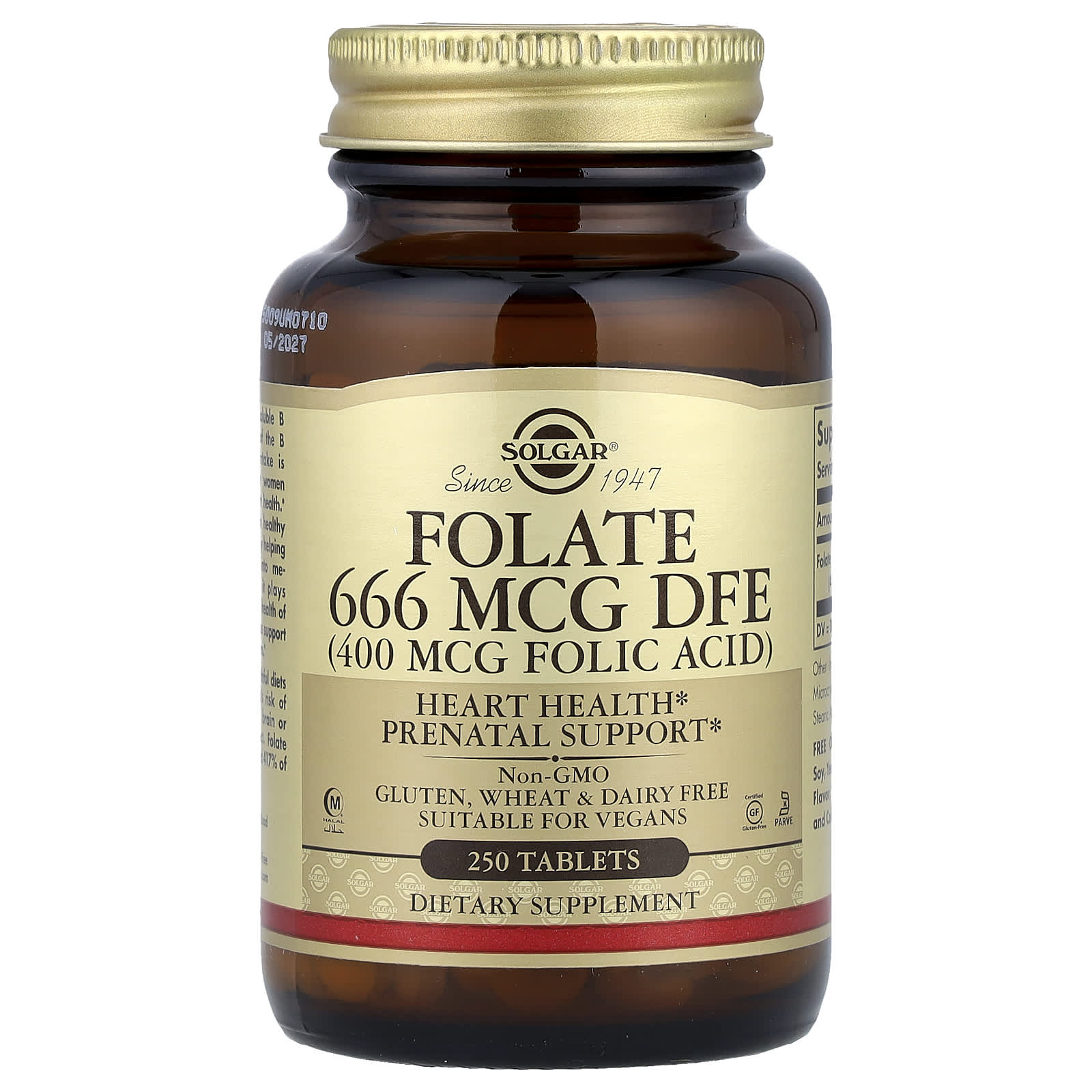 Folate – 666 mcg DFE per tablett baksida