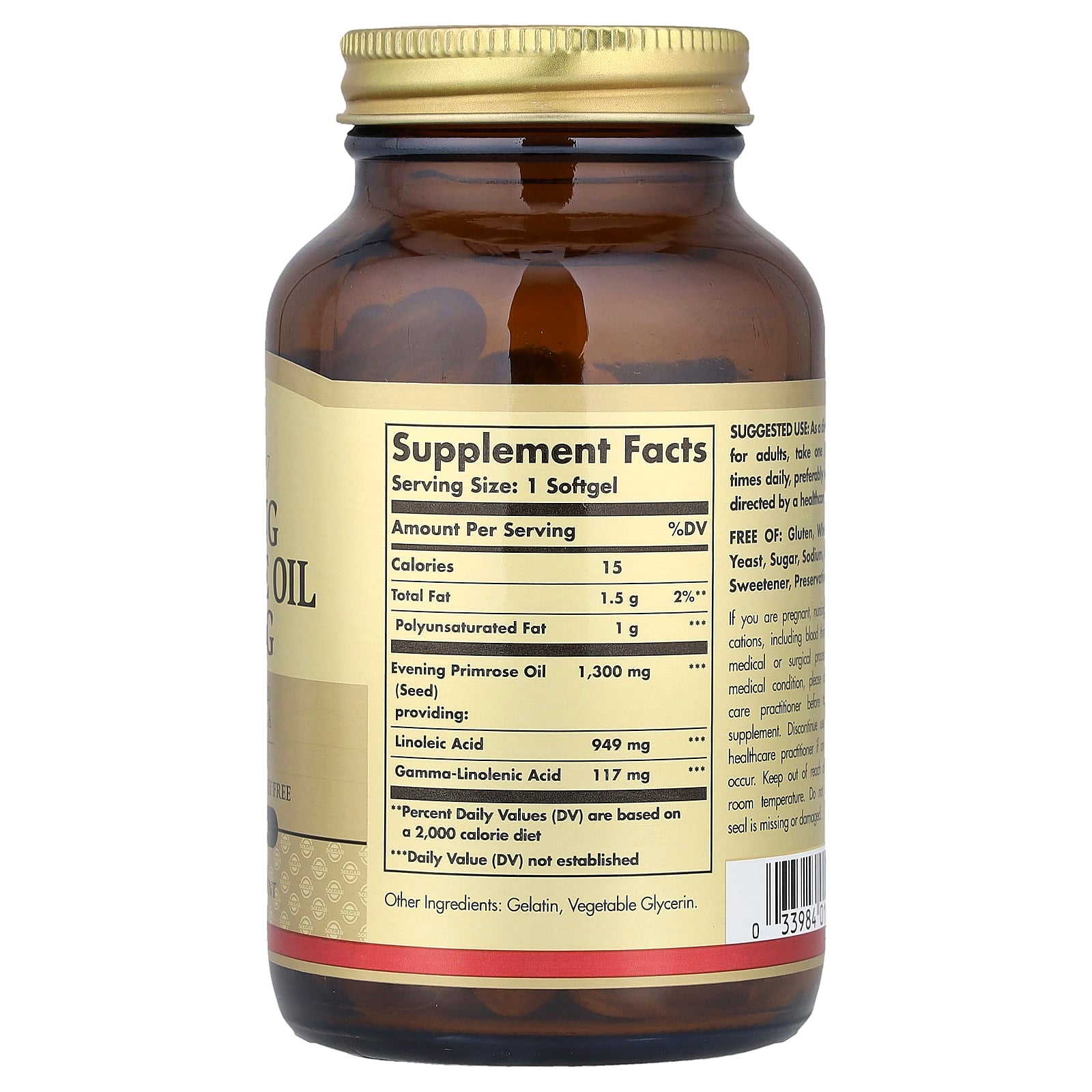 Evening Primrose Oil näringsfakta etikett