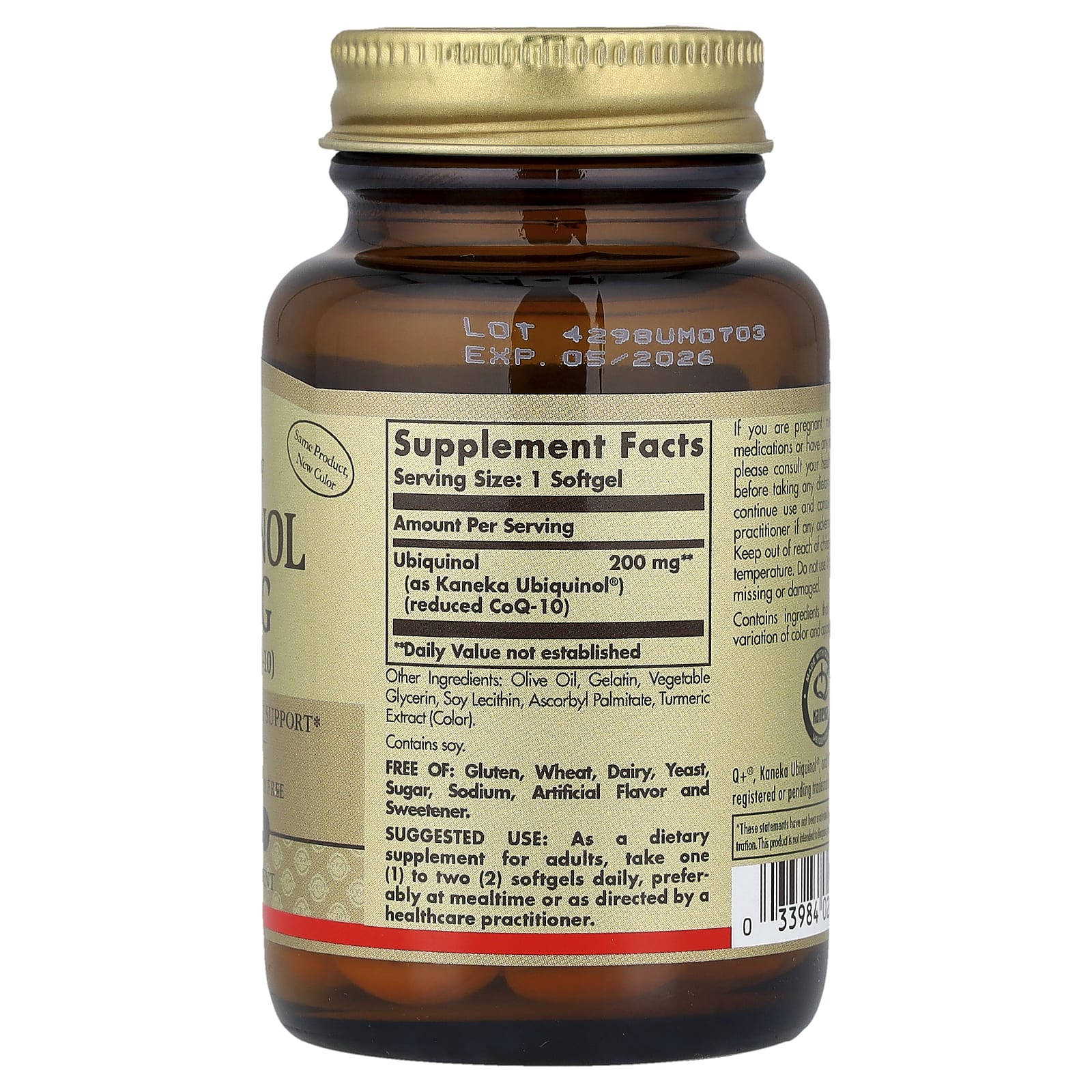 Ubiquinol Q10 ingredienslista etikett