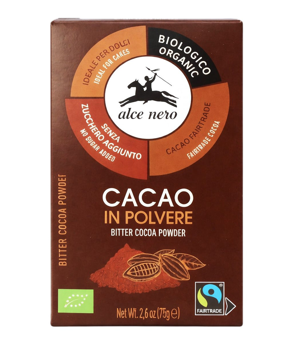 Alce Nero Bitter Cocoa Powder baksida näringsfakta