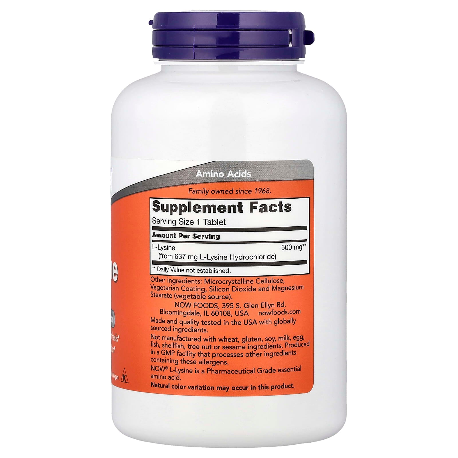 NOW Foods L-Lysine 500mg doseringsanvisning