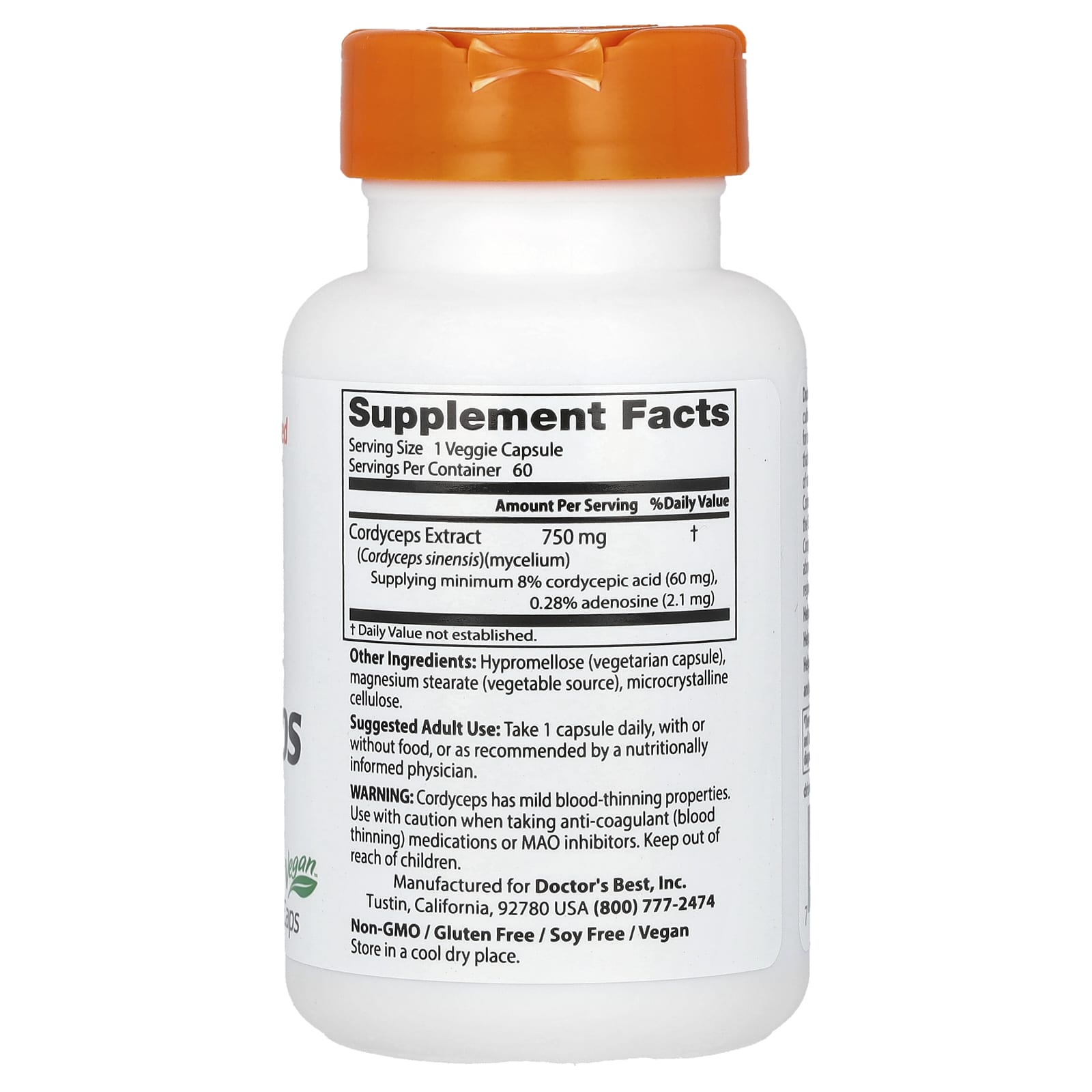 Doctor's Best Ultra Cordyceps näringsfakta