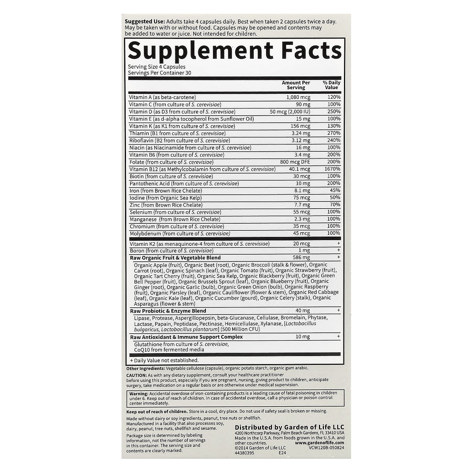Vitamin Code Women ingredienslista etikett