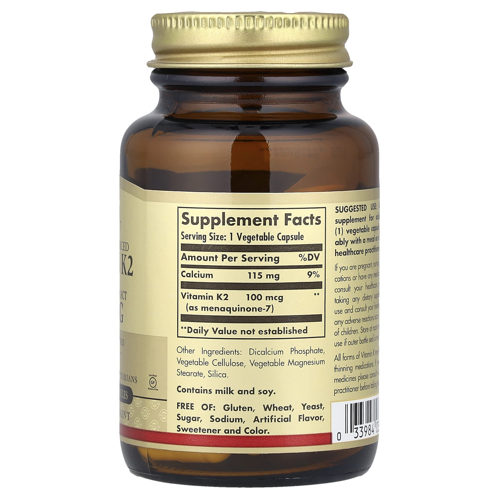 Vitamin K2 MK-7 – 100 mcg baksida näringsfakta