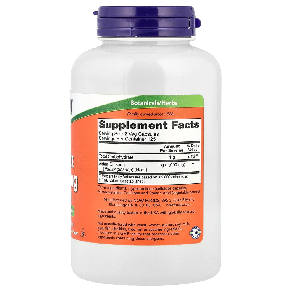 Now Foods Panax Ginseng 500mg dosering instruktioner