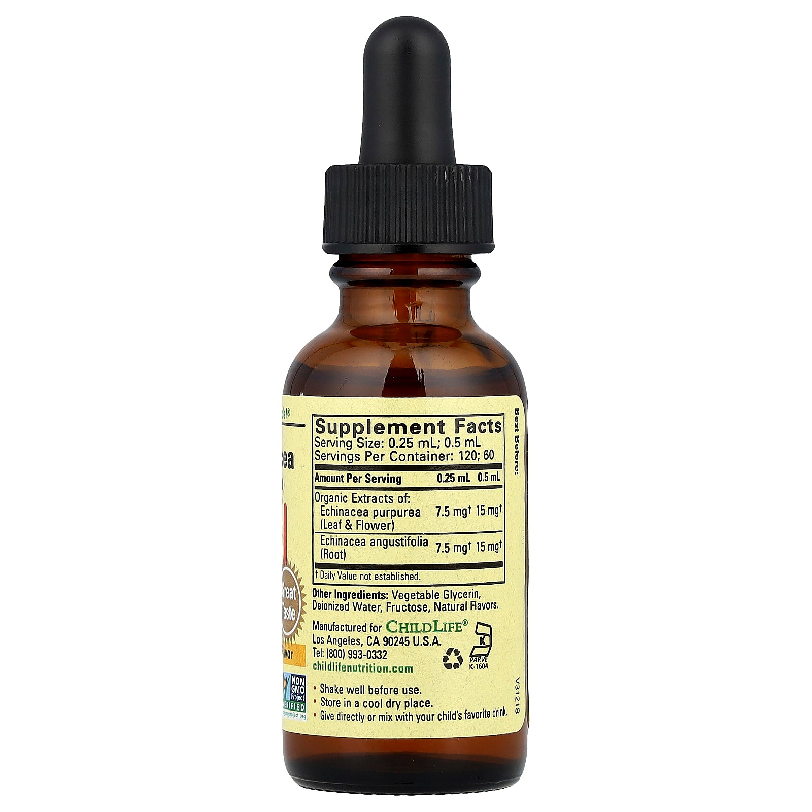 ChildLife Echinacea ingredienser och dosering