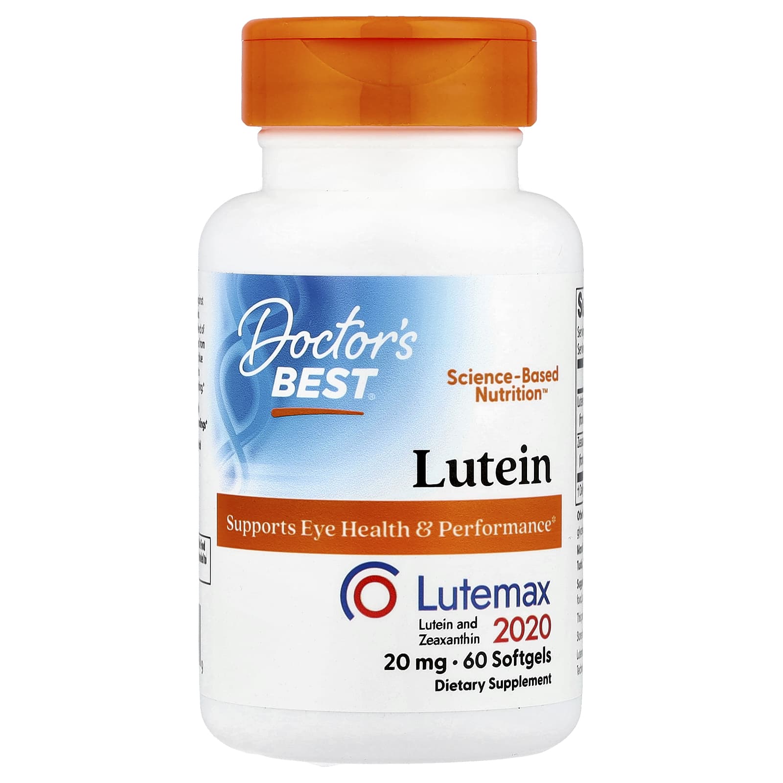 Lutein med Lutemax 2020 baksida näringsfakta