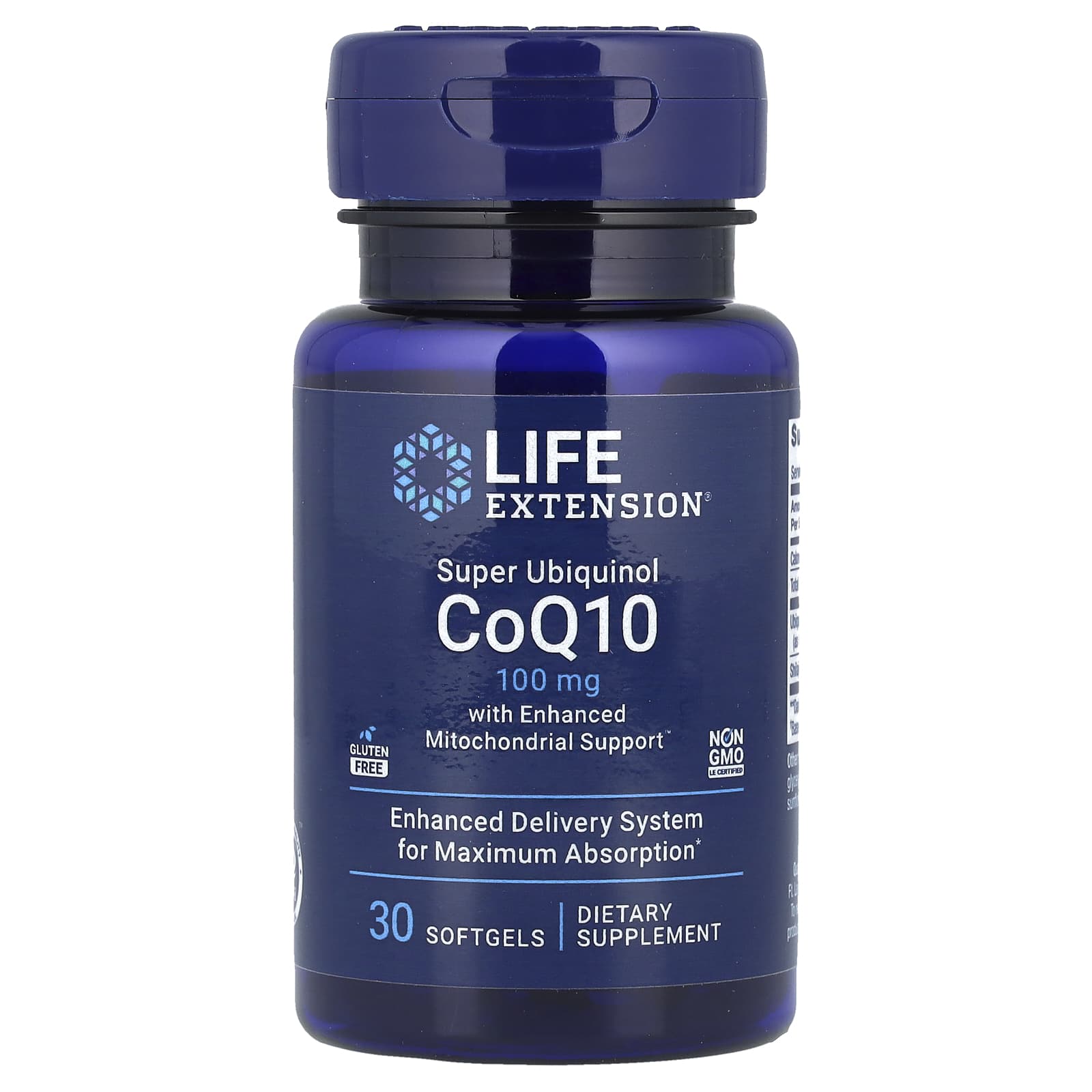 Ubiquinol CoQ10 – Mitokondriestöd näringsfakta-etikett