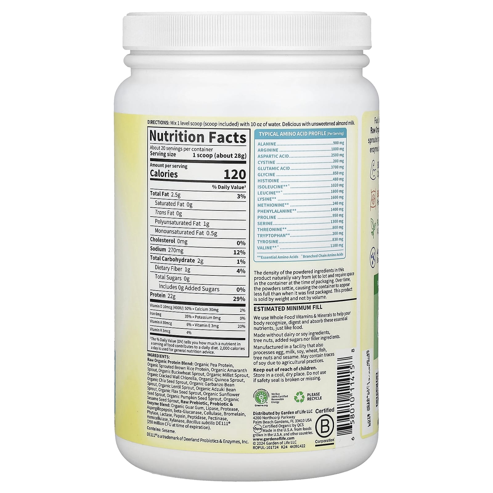 RAW Organic Protein förpackning detalj