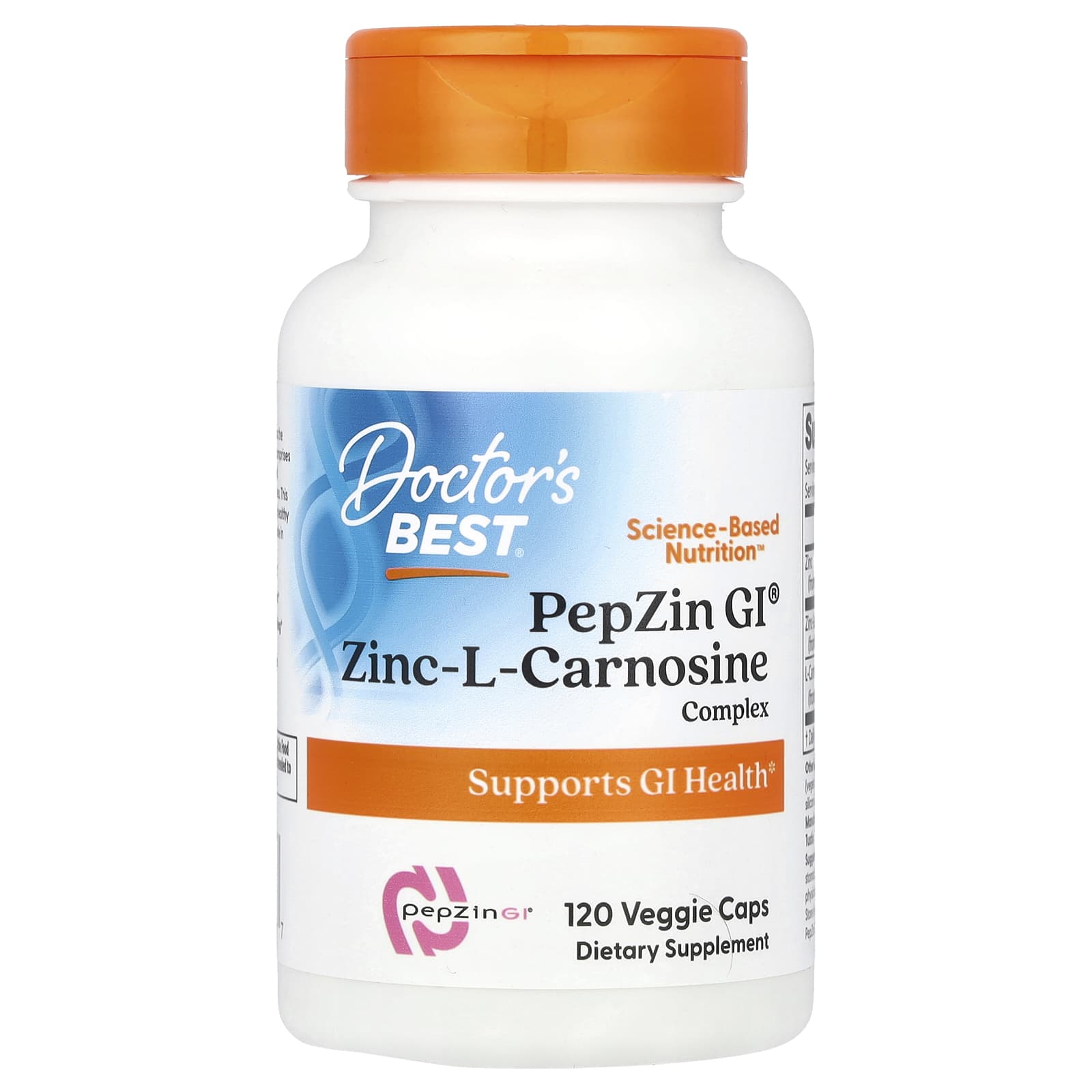 Doctor's Best Pepzin Gi baksida näringsfakta