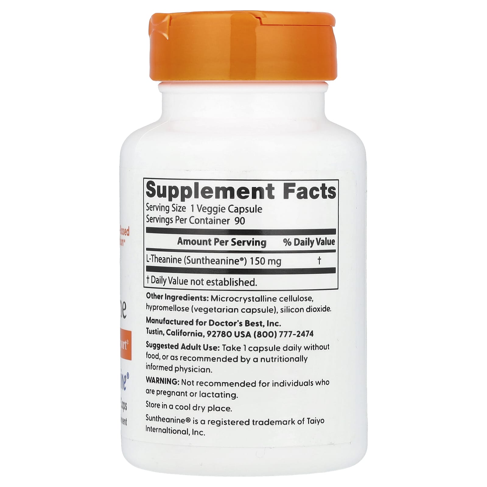 Doctor's Best L-Theanine ingredienser och etikett