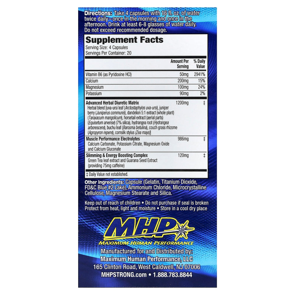 MHP Xpel Diuretic ingredienslista etikett
