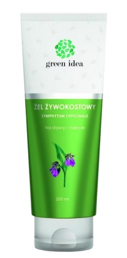Green Idea Comfrey Gel baksida med innehållsinformation