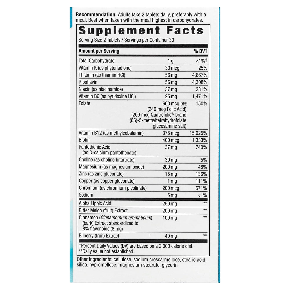 Blood Sugar Manager – 60 tabletter baksida
