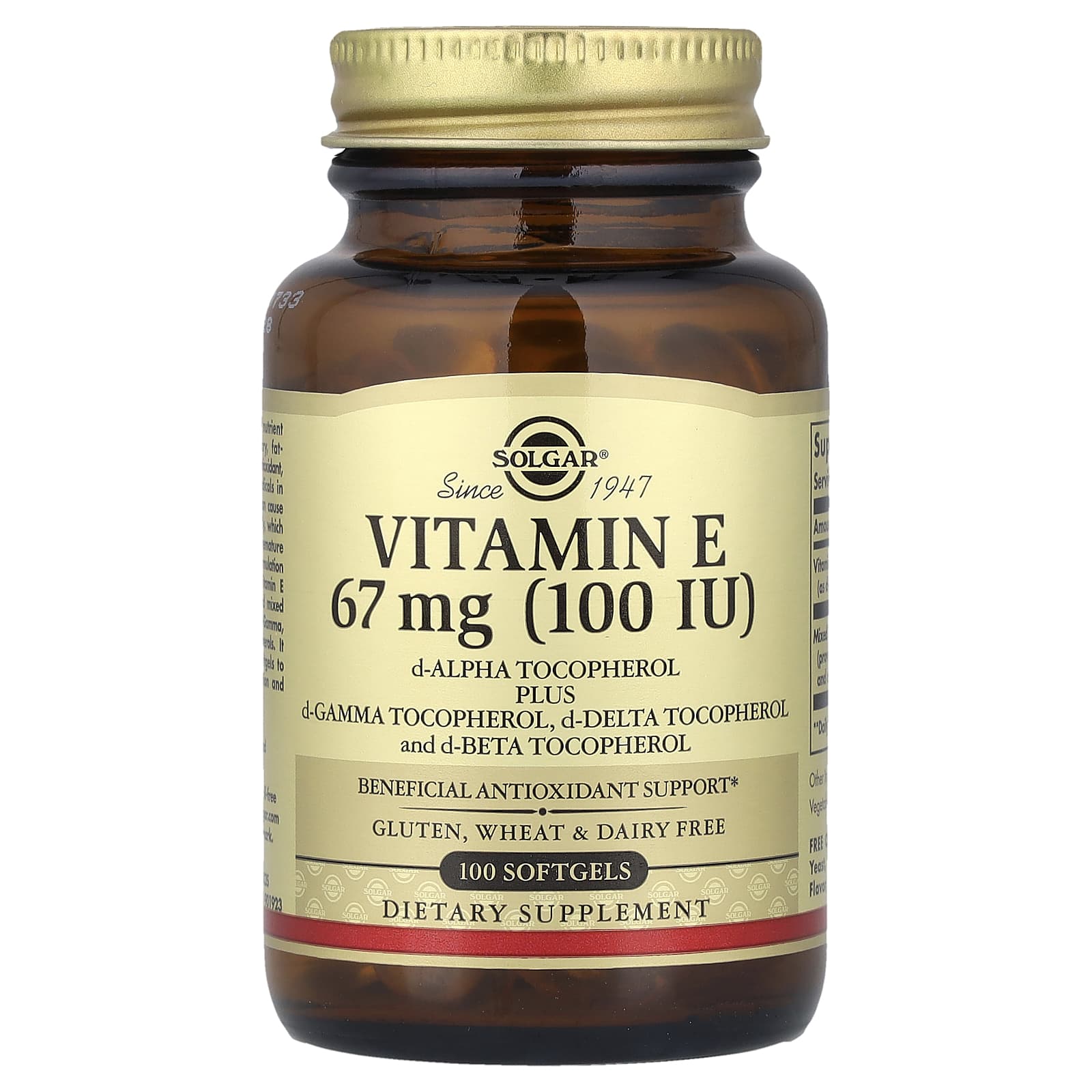 Solgar - Naturally Sourced Vitamin E - 100 Sgels
