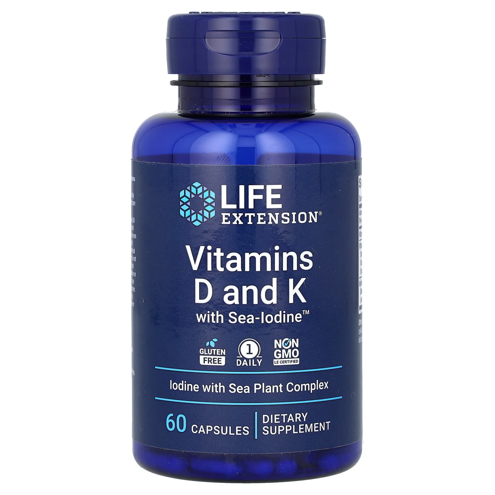 Life Extension Vitamins D And K With Sea-Iodine ingredienser-etikett