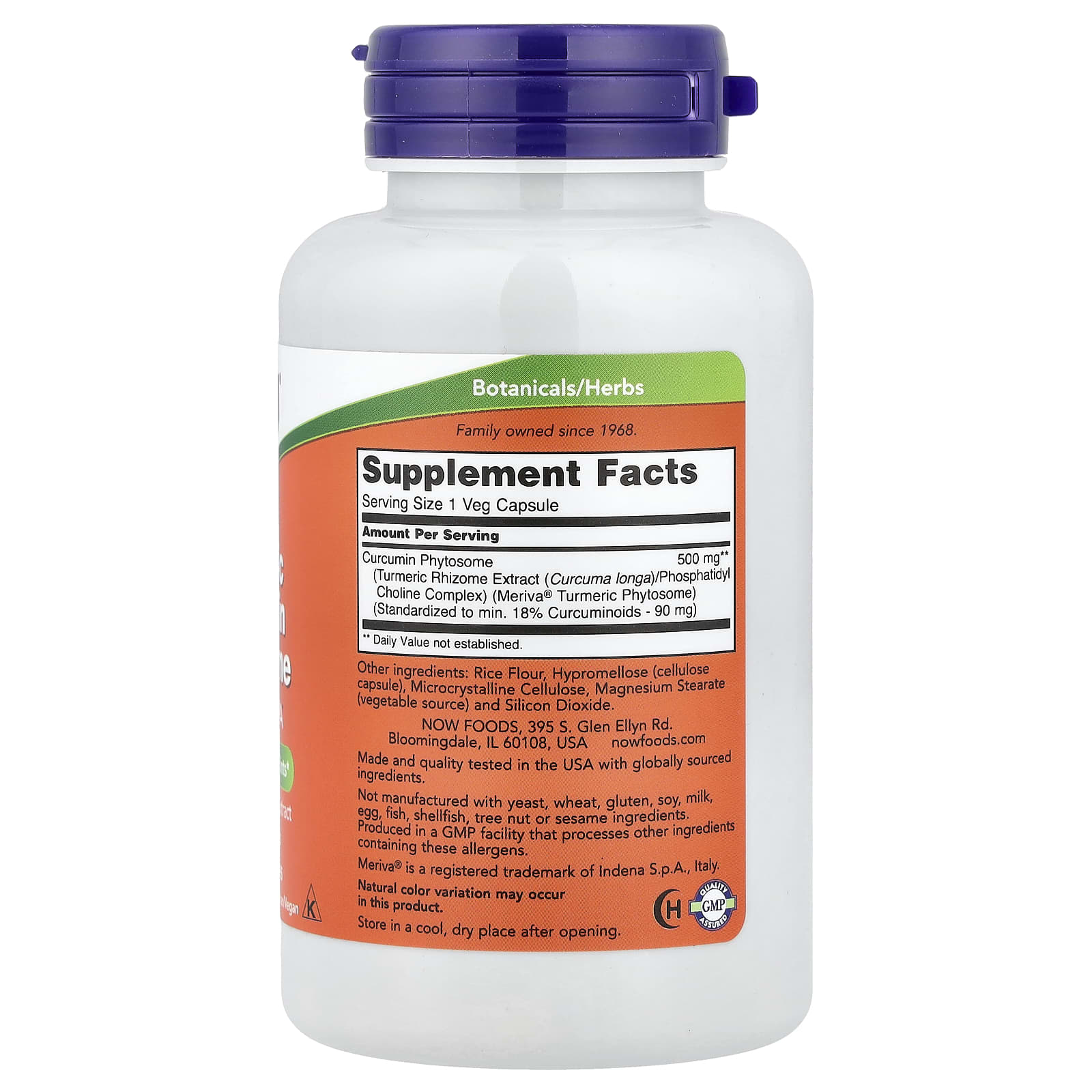 Curcumin Phytosome näringsfakta-etikett