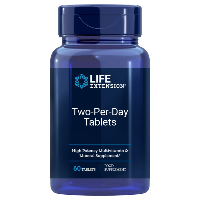 Two-Per-Day vitaminformler på etikett