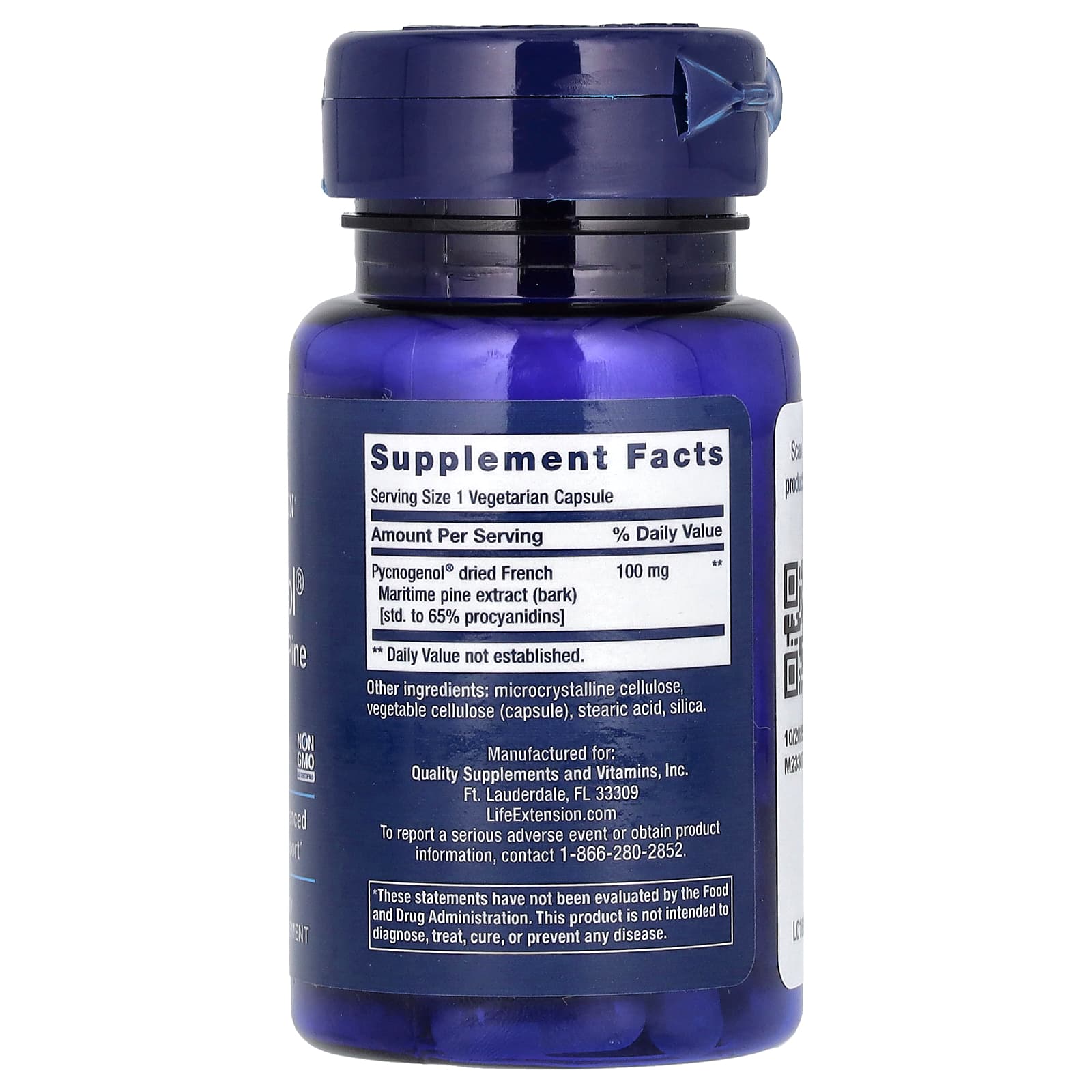 Pycnogenol 100mg baksida näringsfakta
