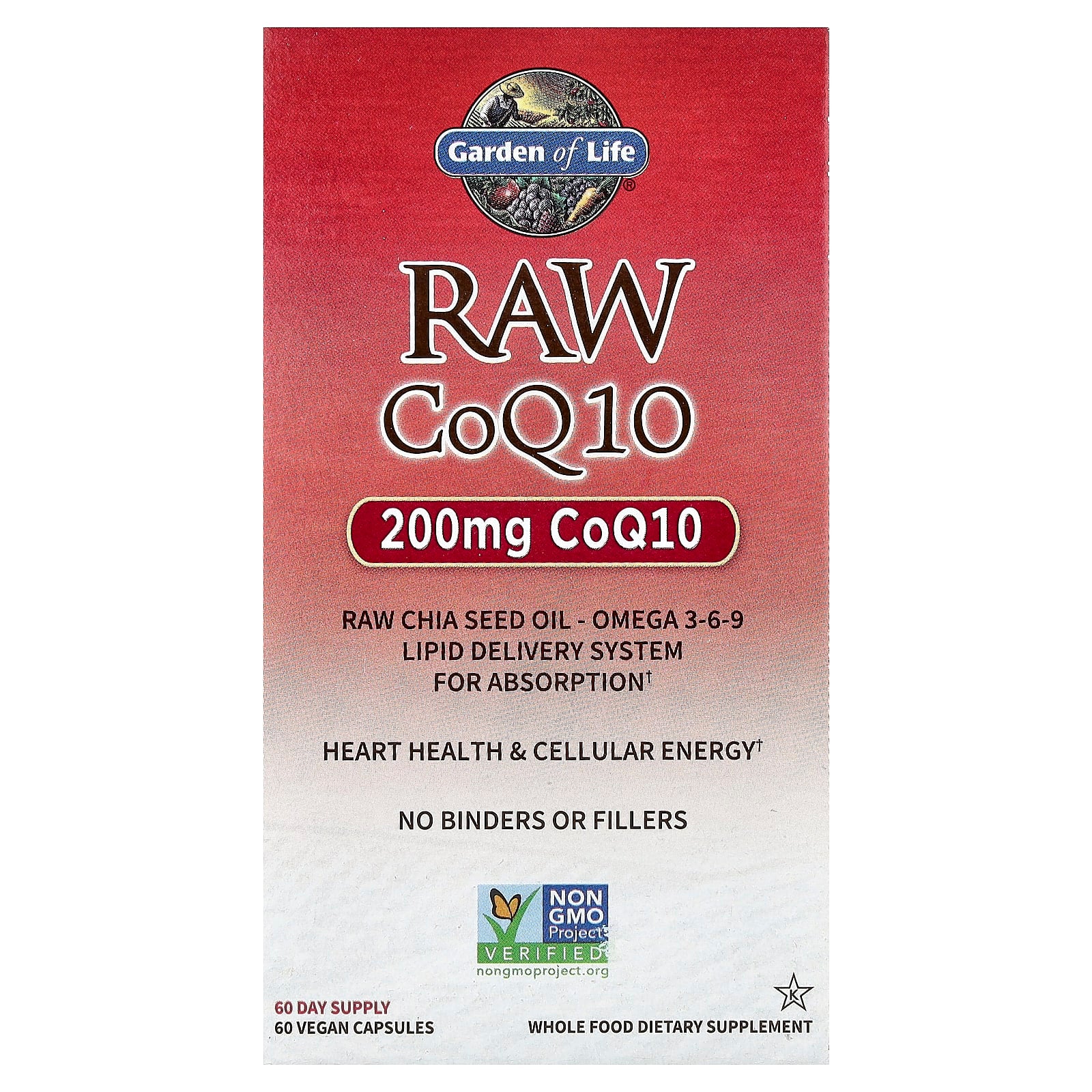 Garden of Life RAW CoQ10 baksida näringsfakta