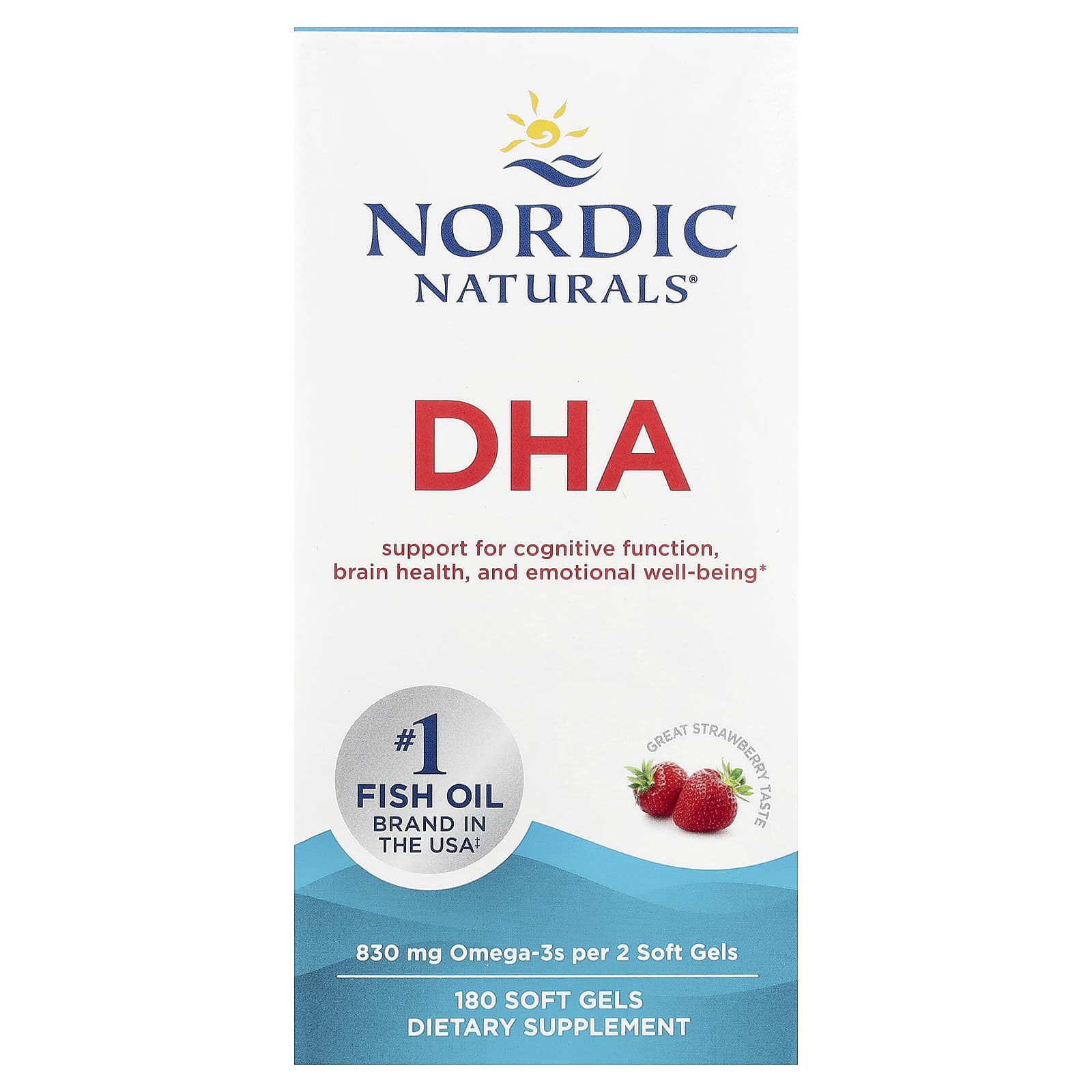 Nordic Naturals - DHA, 830mg Jordbær - 180 Kapsler