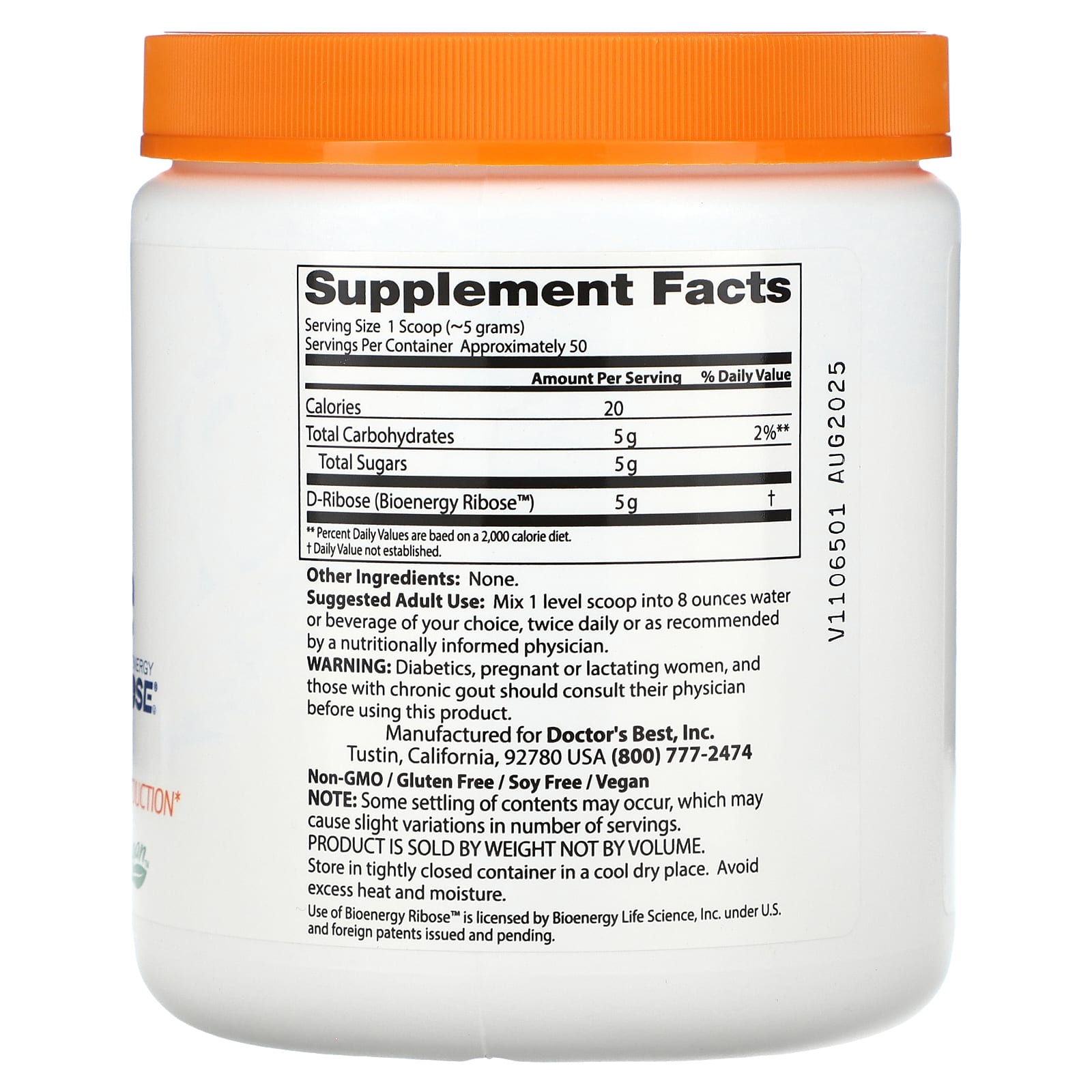 Doctor's Best - Ren D-Ribose Pulver - 250g