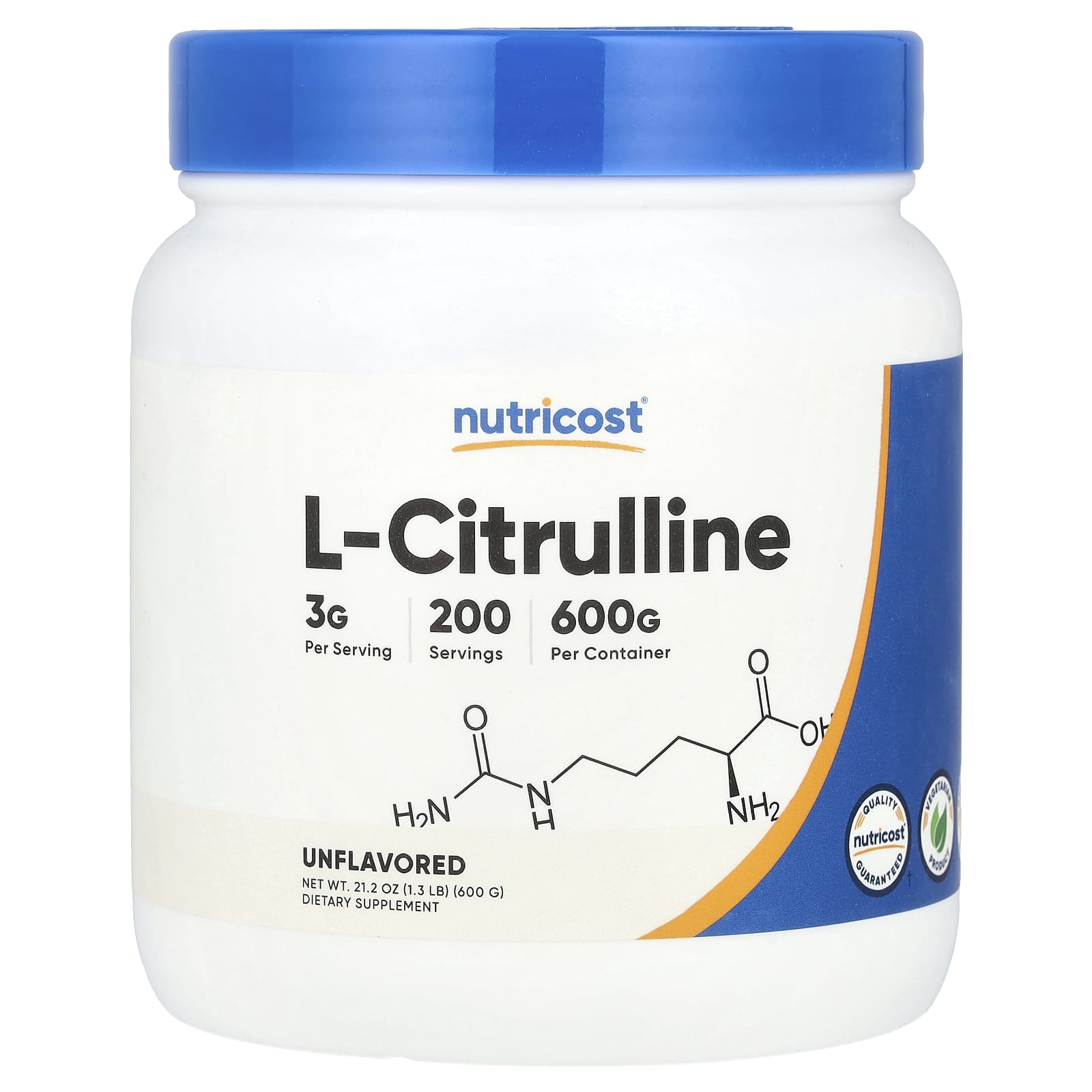 Nutricost L-Citrulline öppen förpackning pulver