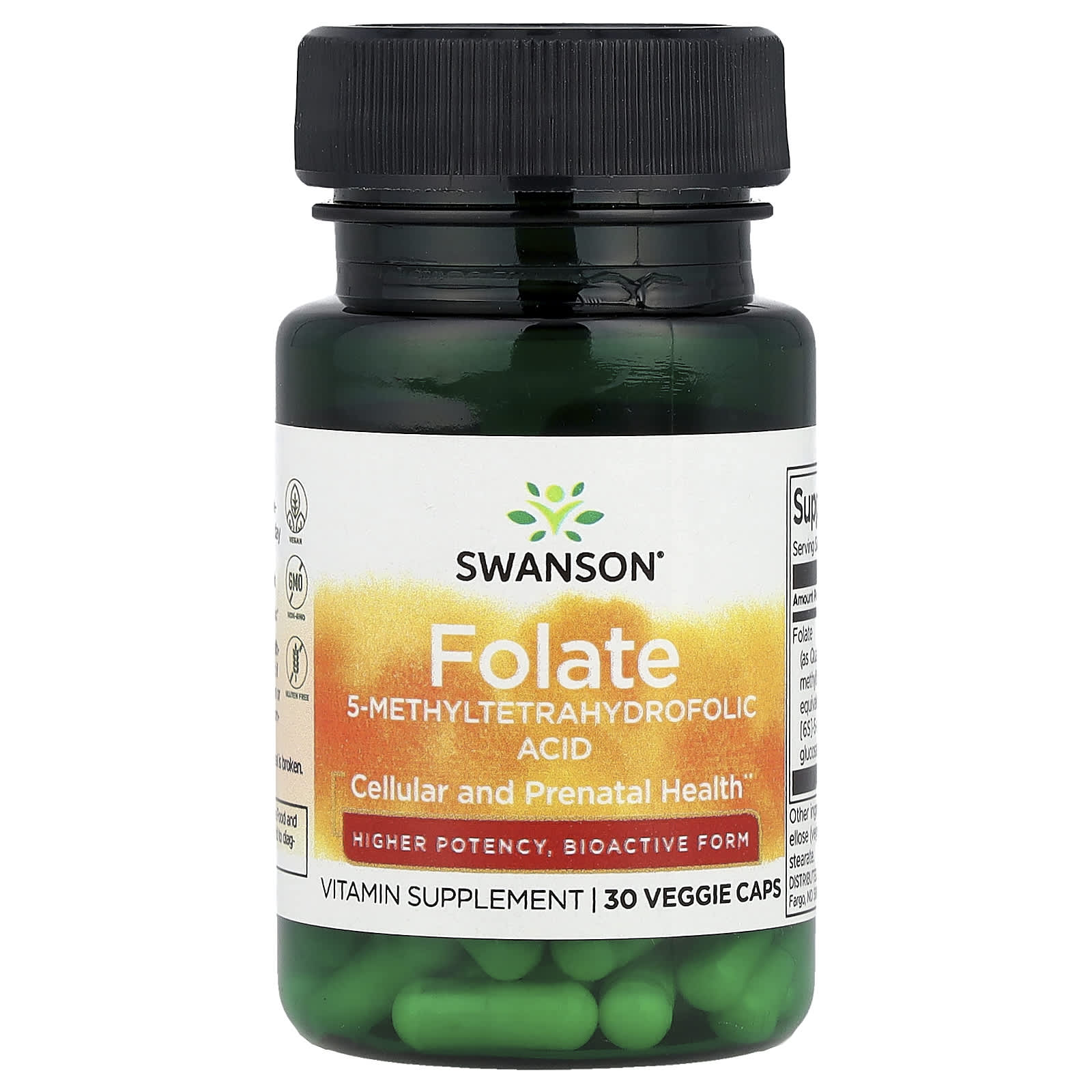 Swanson Folate 5-MTHF förpackning sida