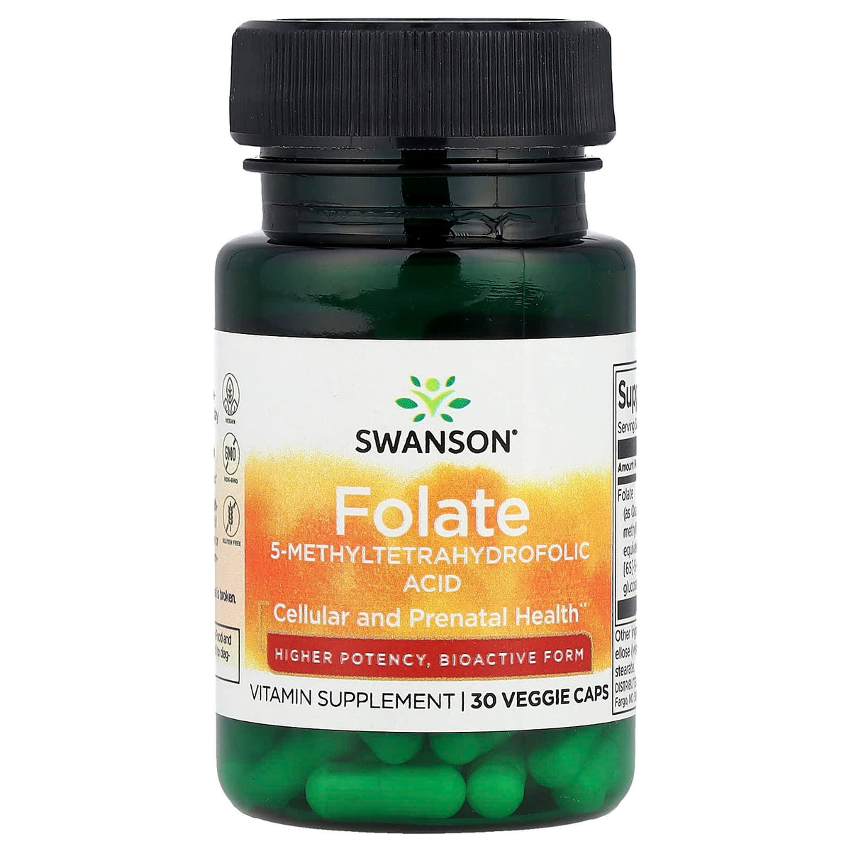 Swanson Folate 5-MTHF förpackning sida