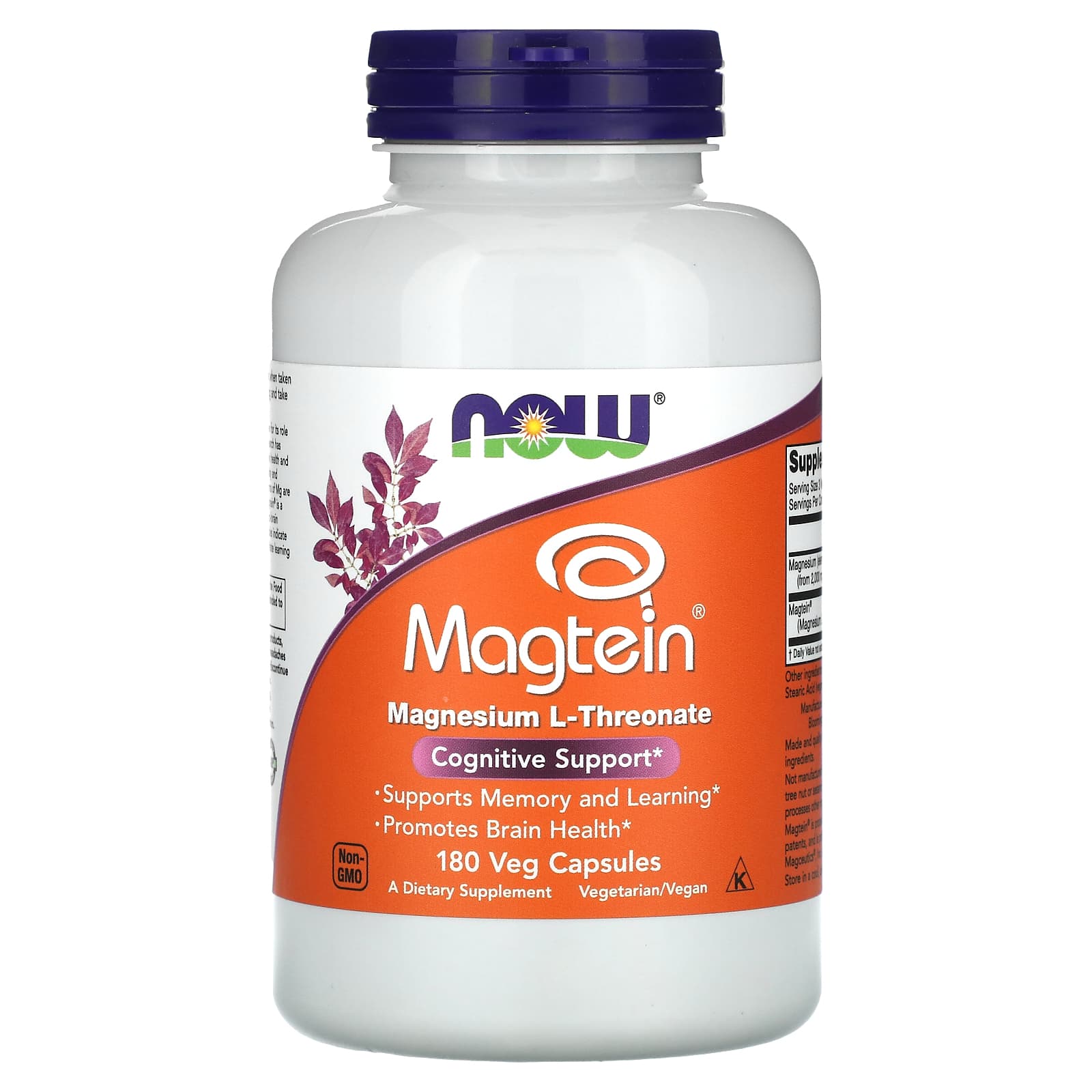 NOW Foods Magtein ingredienser och dosering