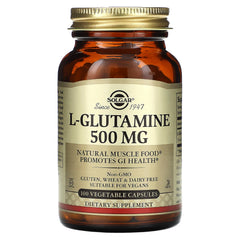 L-Glutamine 500 mg framsida på flaska