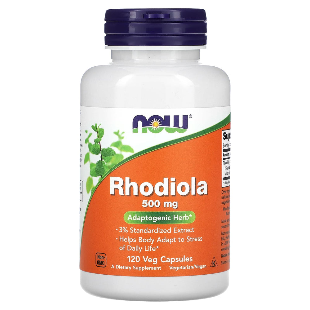 Rhodiola Rosea 500 mg flaskans sida etikett