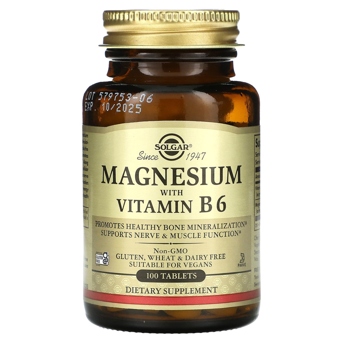 Solgar Magnesium With Vitamin B6 näringsfakta